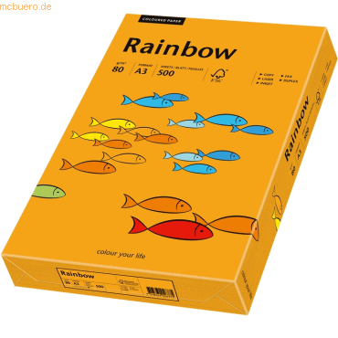 5 x Papyrus Multifunktionspapier Rainbow A3 80 g/qm orange VE=500 Blat