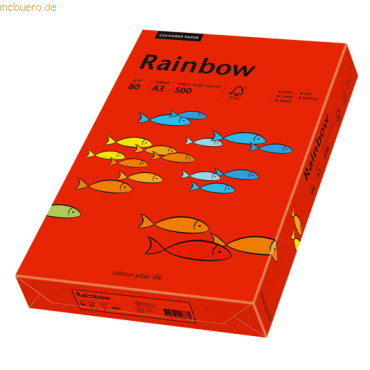 Papyrus Kopierpapier Rainbow Intensiv A3 80g/qm VE=500 Blatt intensivr