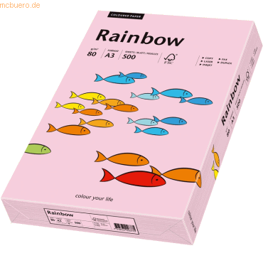 5 x Papyrus Multifunktionspapier Rainbow A3 80 g/qm hellrosa VE=500 Bl