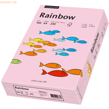 5 x Papyrus Multifunktionspapier Rainbow A4 160 g/qm hellrosa VE=250 B
