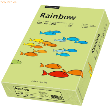 Papyrus Multifunktionspapier Rainbow A4 160 g/qm leuchtend grn VE=250