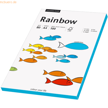 Papyrus Multifunktionspapier Rainbow A4 80 g/qm blau VE=100 Blatt