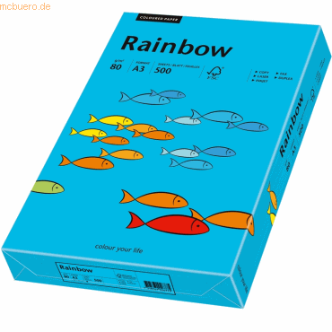 Papyrus Multifunktionspapier Rainbow A3 80 g/qm blau VE=500 Blatt