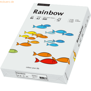 5 x Papyrus Multifunktionspapier Rainbow A3 80 g/qm hellgrau VE=500 Bl
