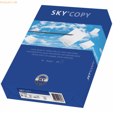 Papyrus Kopierpapier Sky Copy A4 80g/qm wei VE=500 Blatt 2-fach geloc