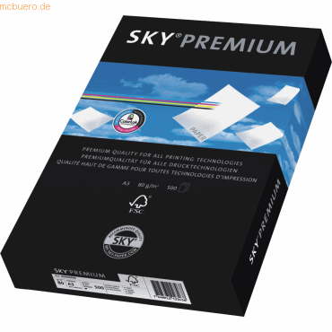 Papyrus Kopierpapier Sky Premium A3 80g/qm wei VE=500 Blatt