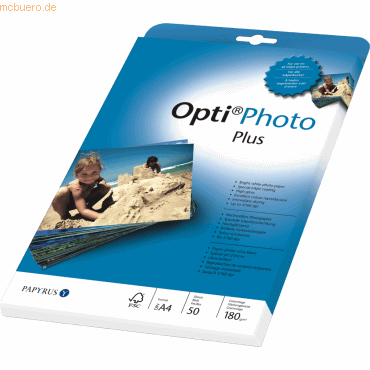10 x Papyrus Foto-Papier OptiPhoto Plus A4 180 g/qm hochglnzend wei