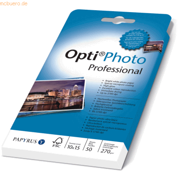 20 x Papyrus Foto-Papier OptiPhoto Professional 10x15cm 250 g/qm hochg
