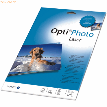 Papyrus Fotopapier OptiPhoto Laser A4 170 g/qm wei VE=20 Blatt