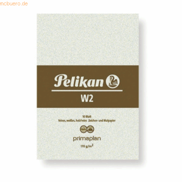 5 x Pelikan Zeichenblock W2 A2 170g/qm 10 Blatt wei