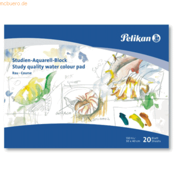 5 x Pelikan Studien-Aquarellblock SR3/20 30x40cm 130g/qm 20 Blatt rau