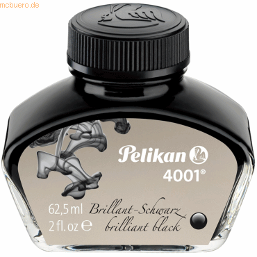 12 x Pelikan Tinte 4001 brilliant-schwarz 62,5ml 76W