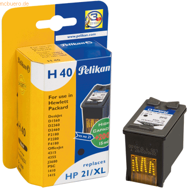Pelikan Tintenpatrone kompatibel mit HP 21XL schwarz 15ml
