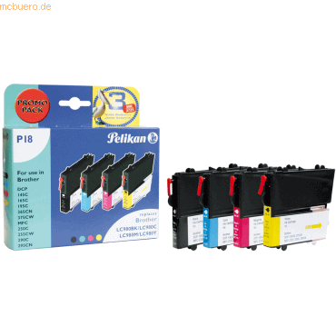 Pelikan Tintenpatrone kompatibel mit Brother LC980 PromoPack schwarz,