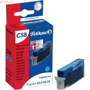 Pelikan Tintenpatrone kompatibel mit Canon CLI-551C XL cyan Typ C58