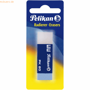 8 x Pelikan Radierer PK20 Kunststoff wei/blau Blister
