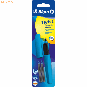 Pelikan Tintenroller Twist petrol inkl. 2 Rollerpatronen Blister