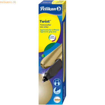 Pelikan Tintenroller Twist Pure Gold inkl. 2 Rollerpatronen Faltschach