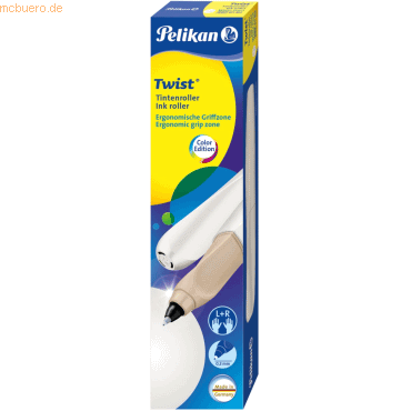 Pelikan Tintenroller Twist White Pearl inkl. 2 Rollerpatronen Faltscha