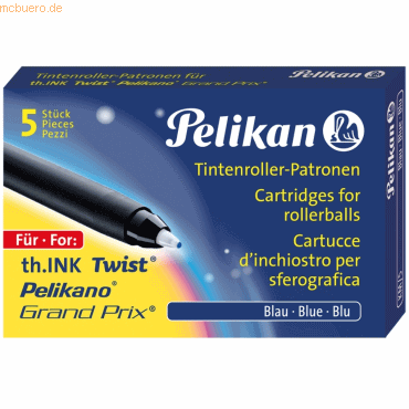 10 x Pelikan Tintenroller-Patronen KM/5 blau VE=5 Stck