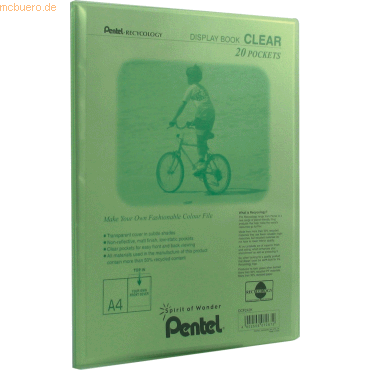 Pentel Sichtbuchmappe Clear transluzent A4 20 Hllen grn