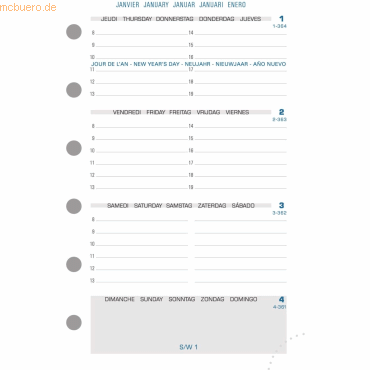 Quo Vadis Timer Kalender 1 Woche auf 2 Seiten 81x126mm Kalendarium 201
