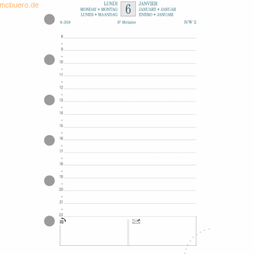 Quo Vadis Timer Kalender 1 Tag pro Seite 81x126mm Kalendarium 2020