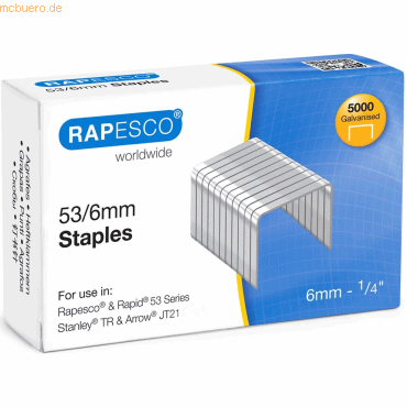 Rapesco Heftklammern 53/6mm verzinkt VE=5.000 Stück