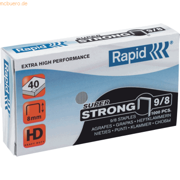 5 x Rapid Heftklammern 9/8 Super Strong verzinkt VE=1000 Stck