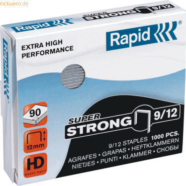 5 x Rapid Heftklammern 9/12 Super Strong verzinkt VE=1000 Stück