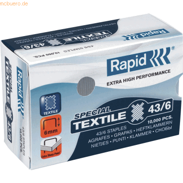 Rapid Textilheftklammern 43/8 Super Strong VE=10.000 Stück