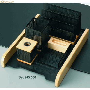 Rumold Schreibtisch-Set 5-teilig Holz natur/Metall schwarz