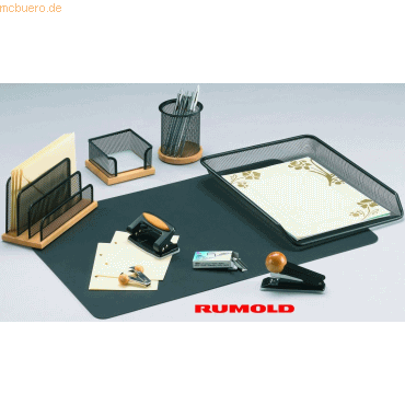 Rumold Schreibtisch-Set 8-teilig Streckmetall schwarz/naturholz