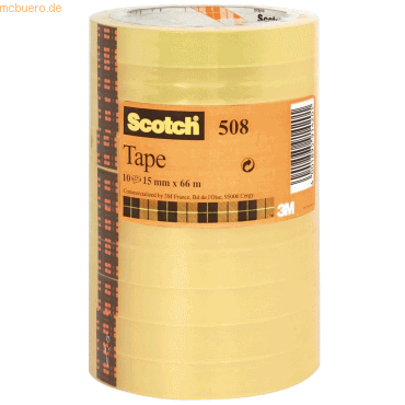10 x Scotch Klebefilm 15mmx66m transparent VE=10 Rollen