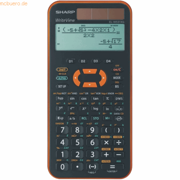 Sharp Schulrechner EL-W531 XG YR wissenschaftlich orange