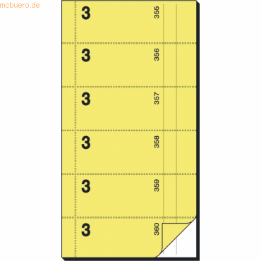 Sigel Bonbuch 105x200mm 2x60 Blatt 360 Abrisse hellgelb/wei