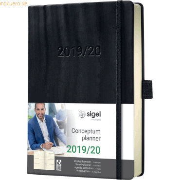 3 x Sigel Wochenkalender Conceptum A6 Hardcover black 1 Woche/2 Seiten