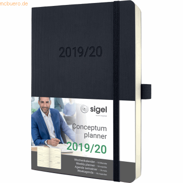 3 x Sigel Wochenkalender Conceptum A5 Softcover black 1 Woche/2 Seiten