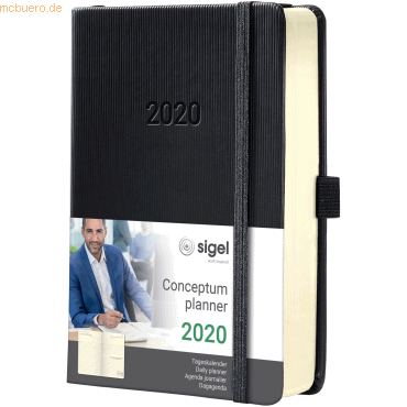 3 x Sigel Tageskalender Conceptum A5 Hardcover black 1 Tag/Seite 2020