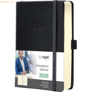 3 x Sigel Tageskalender Conceptum A6 Hardcover black 1 Tag/Seite 2020