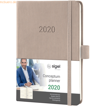 3 x Sigel Wochenkalender Conceptum A6 Hardcover taupe 1 Woche/2 Seiten