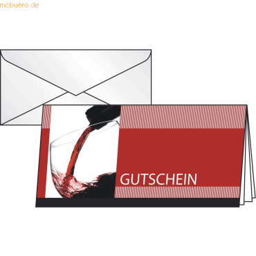 Sigel Faltkarte DL 220g/qm Gutschein Vino Rosso VE=10 Stück inkl. Umsc