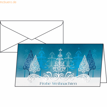 Sigel Weihnachts-Karte DL 220g 10 Stück inkl. Umschläge Stück Blue Tre