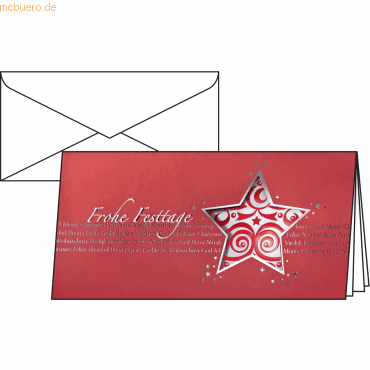 Sigel Weihnachts-Karte DL 220g 10 Stück inkl. Umschläge Stück Red Star