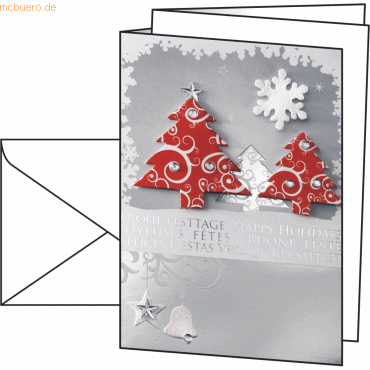Sigel Weihnachtskarten Handmade Three Trees A6 VE=10 Stück inkl. Umsch