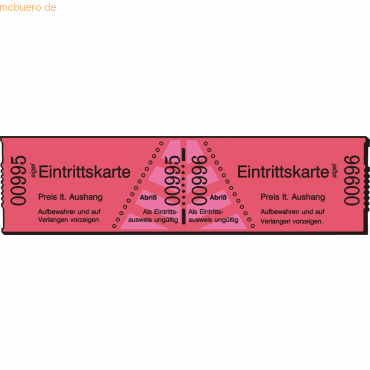 Sigel Eintrittskarten in Rollen 60x30mm rot fortlaufend nummeriert Rol