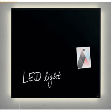 Sigel Glasmagnetboard artverum LED light schwarz 480x480x15mm