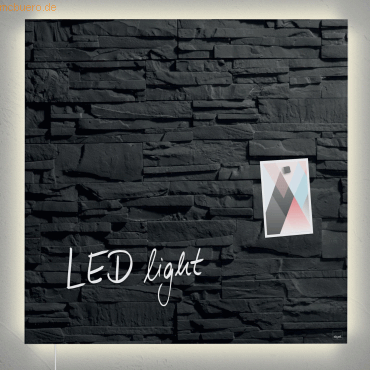 Sigel Glasmagnetboard artverum LED light Design Schiefer-Stone 480x480