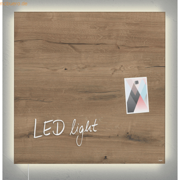Sigel Glasmagnetboard artverum LED light Design Natural-Wood 480x480x1