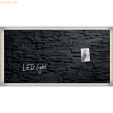 Sigel Glasmagnetboard artverum LED light Design Schiefer-Stone 910x460